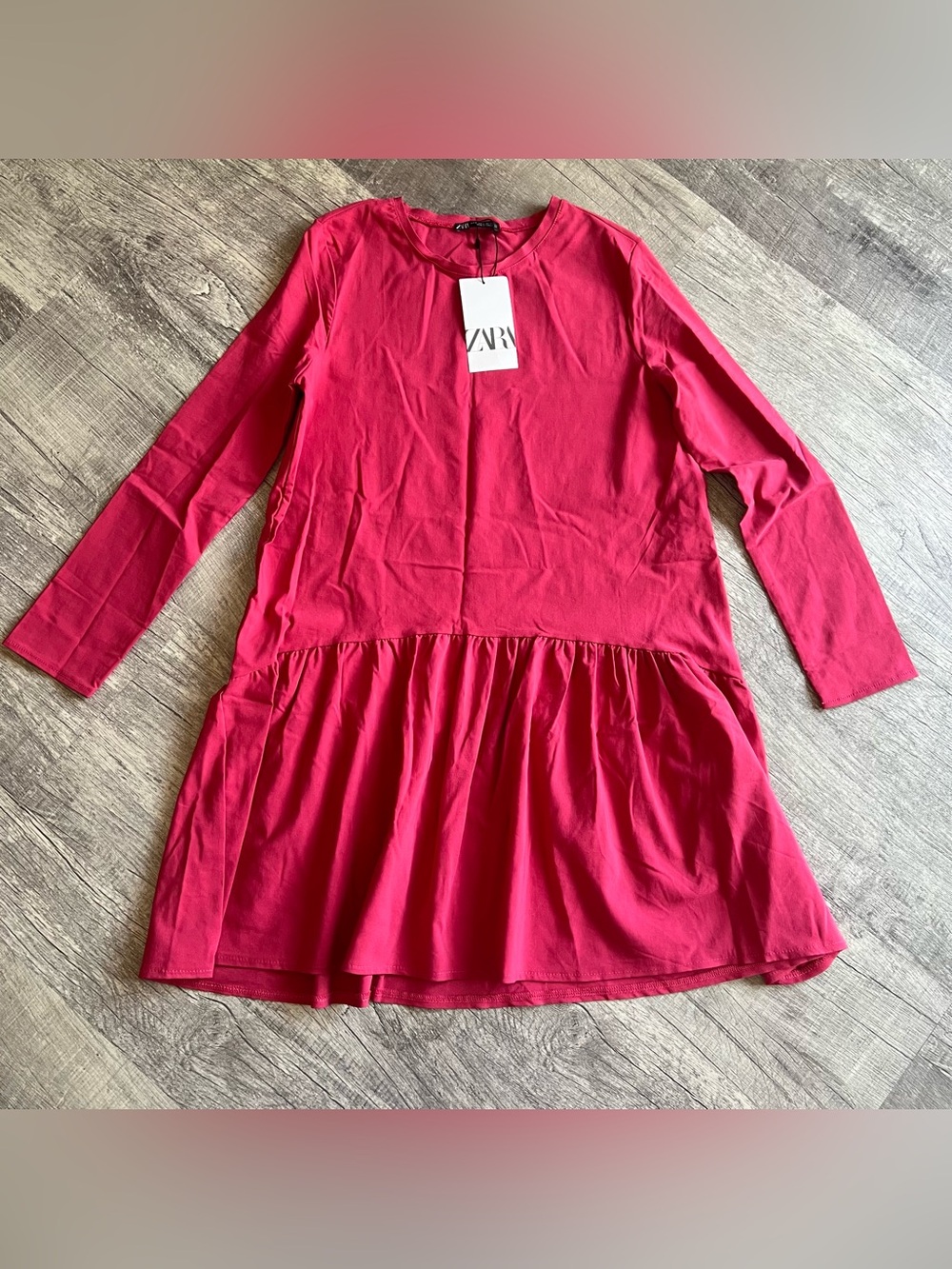 Zara Women's Dress Pink Long Sleeve Ruff Women’s Size S